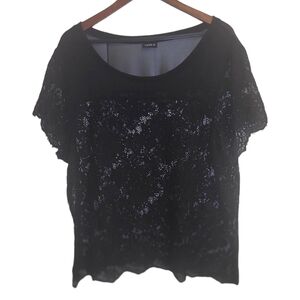 Torrid Black Lace Crew Short Sleeve Blouse Size 3/3x
